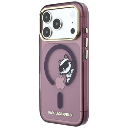 Custodia MagSafe per Apple iPhone 18 Pro Max / 17 Pro Max, Karl Lagerfeld, IML Peekaboo Print e Cornice Metallica, Vinaccia