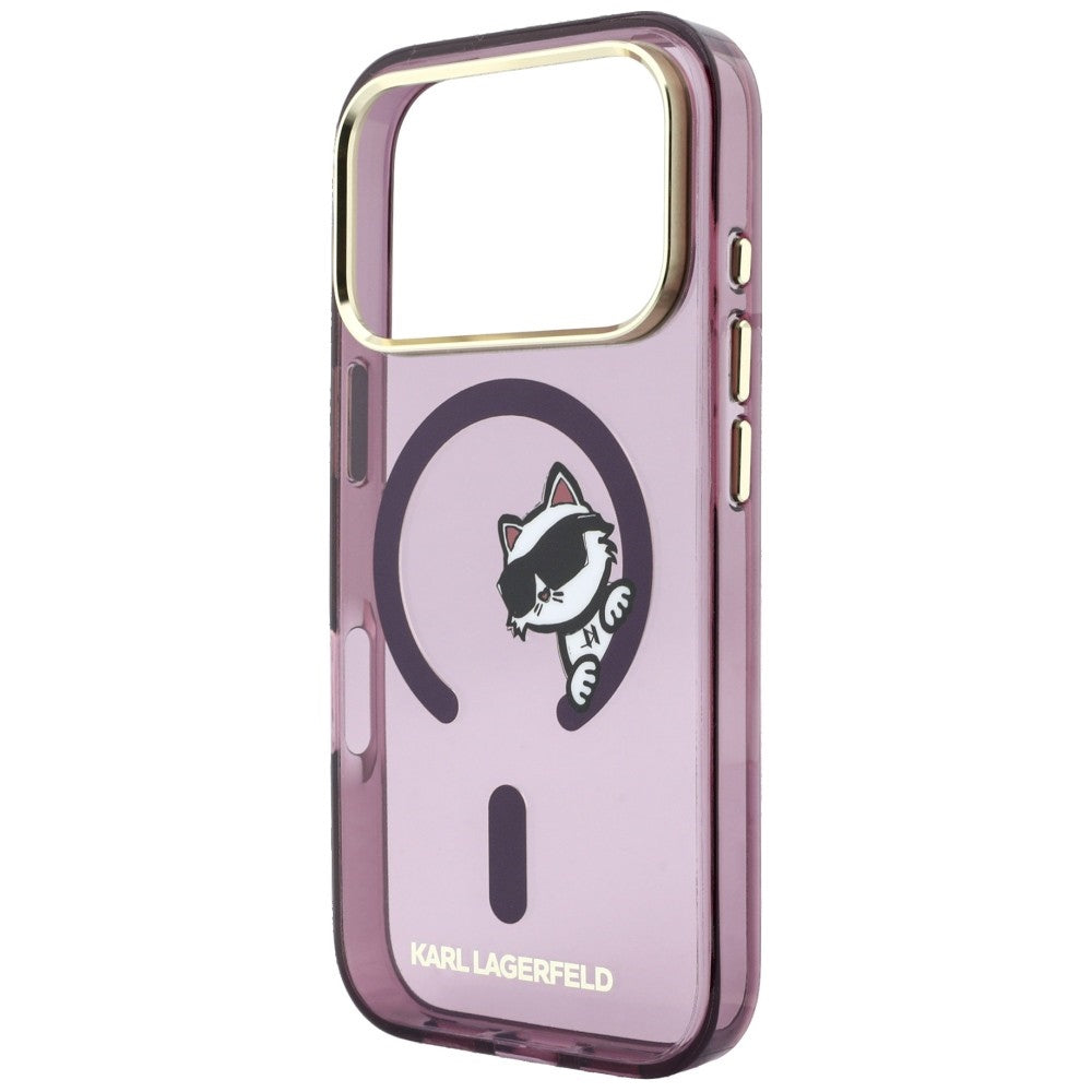 Custodia MagSafe per Apple iPhone 18 Pro Max / 17 Pro Max, Karl Lagerfeld, IML Peekaboo Print e Cornice Metallica, Vinaccia