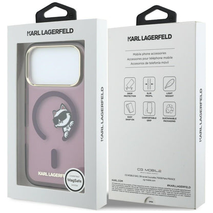 Custodia MagSafe per Apple iPhone 18 Pro Max / 17 Pro Max, Karl Lagerfeld, IML Peekaboo Print e Cornice Metallica, Vinaccia