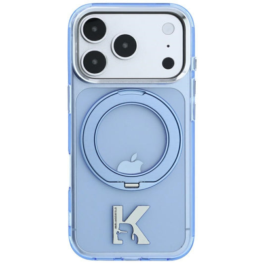 Custodia MagSafe per Apple iPhone 18 Pro Max / 17 Pro Max, Karl Lagerfeld, IML Ring Stand Kameo Metal, Blu