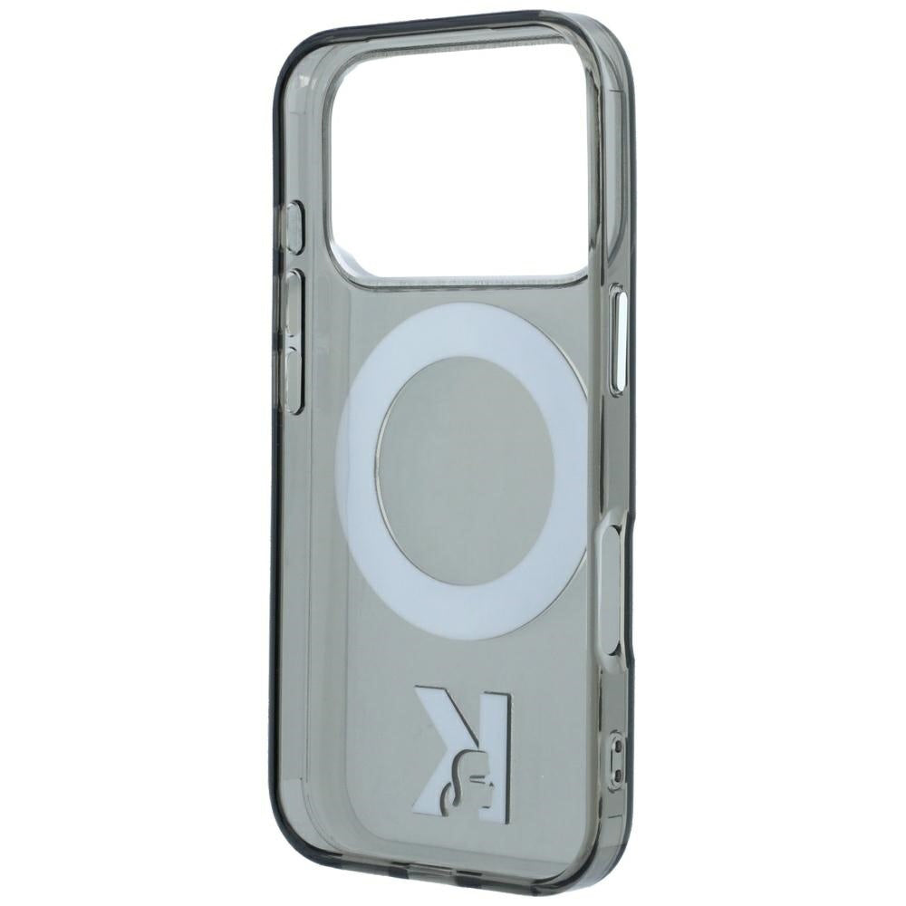 Custodia MagSafe per Apple iPhone 18 Pro Max / 17 Pro Max, Karl Lagerfeld, IML Ring Stand Kameo Metal, Nera