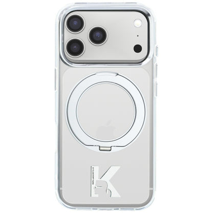 Custodia MagSafe per Apple iPhone 18 Pro Max / 17 Pro Max, Karl Lagerfeld, IML Ring Stand Kameo Metal, Trasparente