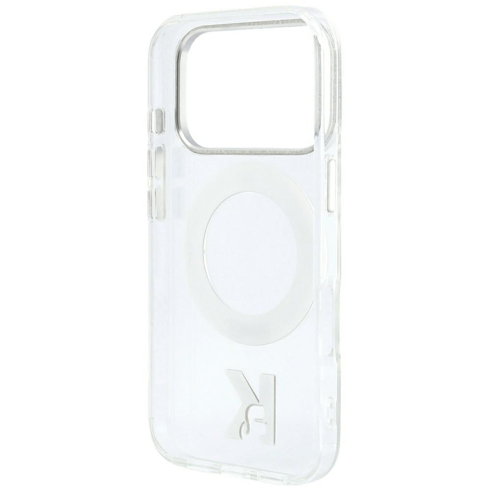 Custodia MagSafe per Apple iPhone 18 Pro Max / 17 Pro Max, Karl Lagerfeld, IML Ring Stand Kameo Metal, Trasparente