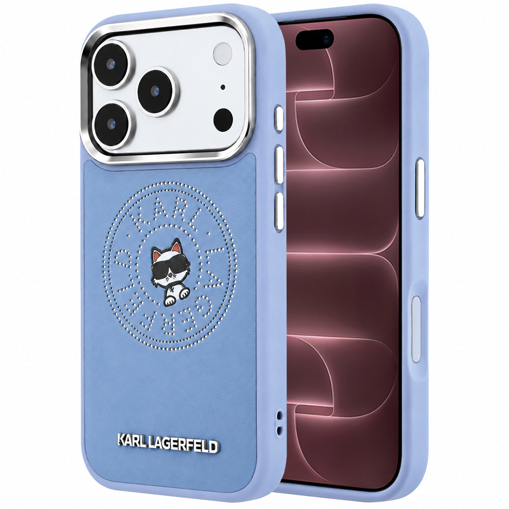 Custodia MagSafe per Apple iPhone 18 Pro Max / 17 Pro Max, Karl Lagerfeld, Point and Choupette Sketch, blu