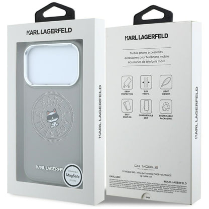 Custodia MagSafe per Apple iPhone 18 Pro Max / 17 Pro Max, Karl Lagerfeld, Point and Choupette Sketch, Grigio