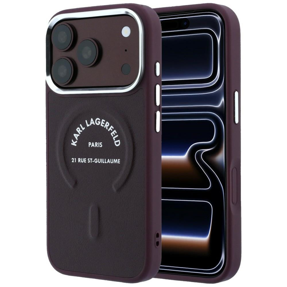 Custodia MagSafe per Apple iPhone 18 Pro Max / 17 Pro Max, Karl Lagerfeld, Anello Karl RSG Logo, Vinaccia