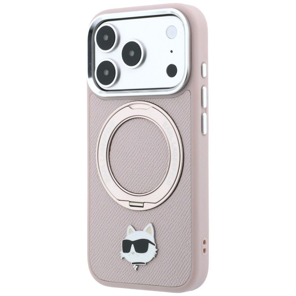 Custodia MagSafe per Apple iPhone 18 Pro Max / 17 Pro Max, Karl Lagerfeld, Ring Stand 360 Choupette Pin, rosa