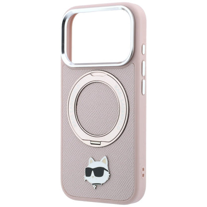 Custodia MagSafe per Apple iPhone 18 Pro Max / 17 Pro Max, Karl Lagerfeld, Ring Stand 360 Choupette Pin, rosa
