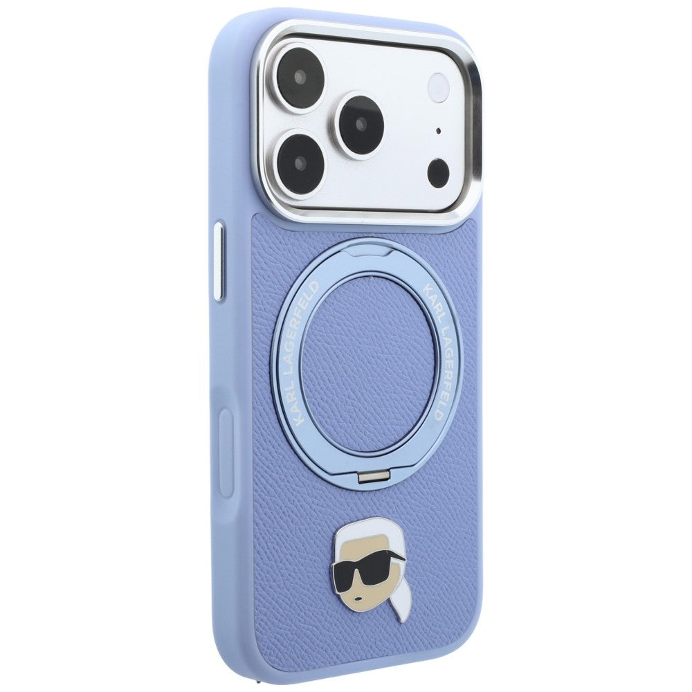 Custodia MagSafe per Apple iPhone 18 Pro Max / 17 Pro Max, Karl Lagerfeld, Ring Stand 360 Karl Pin, bluette