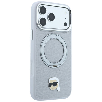 Custodia MagSafe per Apple iPhone 18 Pro Max / 17 Pro Max, Karl Lagerfeld, Ring Stand 360 Karl Pin, Grigio