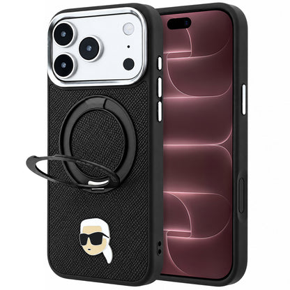 Custodia MagSafe per Apple iPhone 18 Pro Max / 17 Pro Max, Karl Lagerfeld, Ring Stand 360 Karl Pin, nera