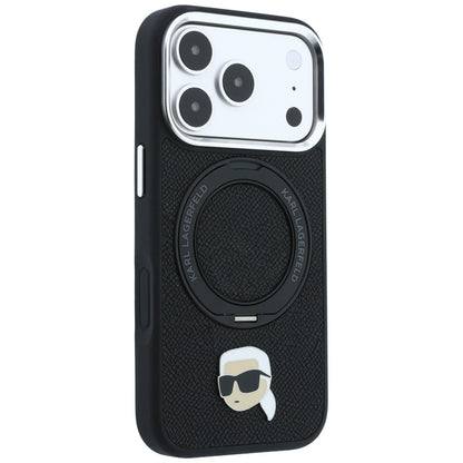 Custodia MagSafe per Apple iPhone 18 Pro Max / 17 Pro Max, Karl Lagerfeld, Ring Stand 360 Karl Pin, nera