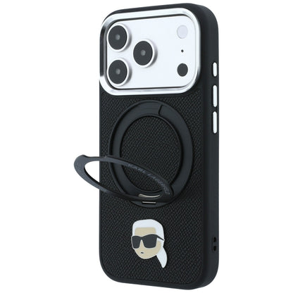 Custodia MagSafe per Apple iPhone 18 Pro Max / 17 Pro Max, Karl Lagerfeld, Ring Stand 360 Karl Pin, nera