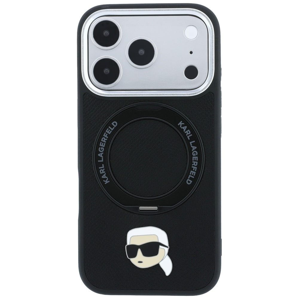 Custodia MagSafe per Apple iPhone 18 Pro Max / 17 Pro Max, Karl Lagerfeld, Ring Stand 360 Karl Pin, nera