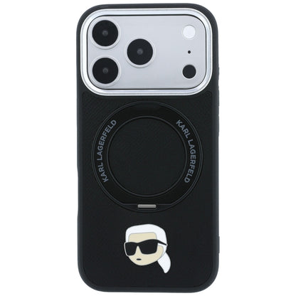 Custodia MagSafe per Apple iPhone 18 Pro Max / 17 Pro Max, Karl Lagerfeld, Ring Stand 360 Karl Pin, nera