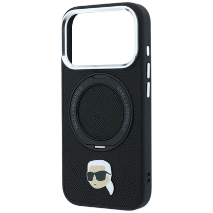 Custodia MagSafe per Apple iPhone 18 Pro Max / 17 Pro Max, Karl Lagerfeld, Ring Stand 360 Karl Pin, nera