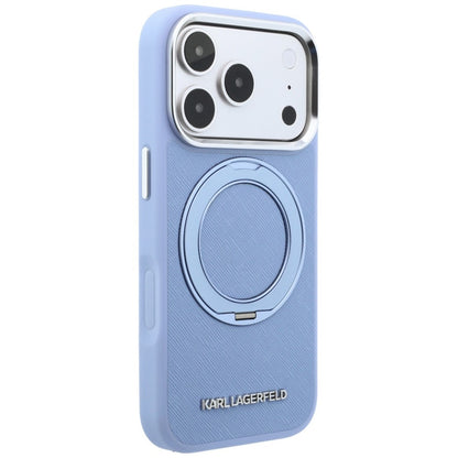 Custodia MagSafe per Apple iPhone 18 Pro Max / 17 Pro Max, Karl Lagerfeld, Ring Stand 360 Saffiano, Blu