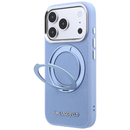 Custodia MagSafe per Apple iPhone 18 Pro Max / 17 Pro Max, Karl Lagerfeld, Ring Stand 360 Saffiano, Blu