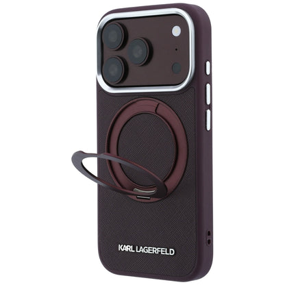 Custodia MagSafe per Apple iPhone 18 Pro Max / 17 Pro Max, Karl Lagerfeld, Ring Stand 360 Saffiano, Vinaccia