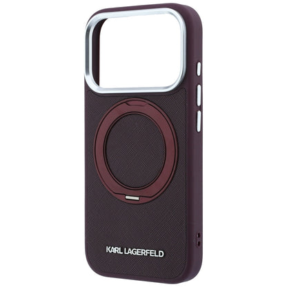Custodia MagSafe per Apple iPhone 18 Pro Max / 17 Pro Max, Karl Lagerfeld, Ring Stand 360 Saffiano, Vinaccia