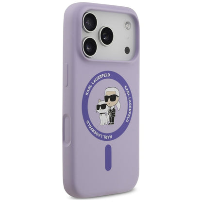Custodia MagSafe per Apple iPhone 18 Pro Max / 17 Pro Max, Karl Lagerfeld, Silicone Ring Karl & Choupette, Viola