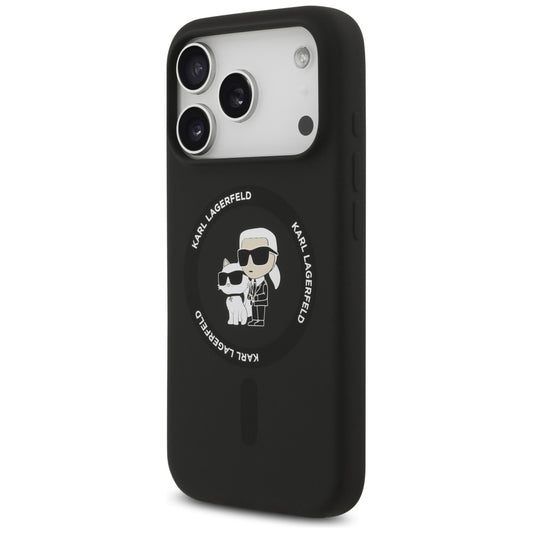 Custodia MagSafe per Apple iPhone 18 Pro Max / 17 Pro Max, Karl Lagerfeld, Silicone Ring Karl & Choupette, nera