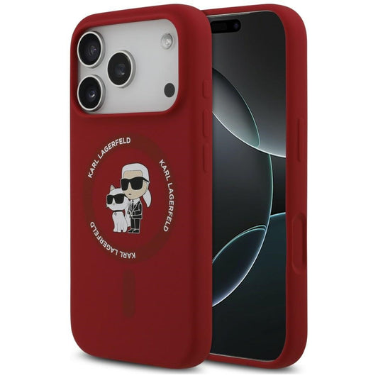 Custodia MagSafe per Apple iPhone 18 Pro Max / 17 Pro Max, Karl Lagerfeld, Silicone Ring Karl & Choupette, rosa