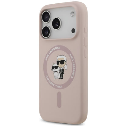 Custodia MagSafe per Apple iPhone 18 Pro Max / 17 Pro Max, Karl Lagerfeld, Silicone Ring Karl & Choupette, rosa