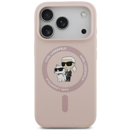 Custodia MagSafe per Apple iPhone 18 Pro Max / 17 Pro Max, Karl Lagerfeld, Silicone Ring Karl & Choupette, rosa