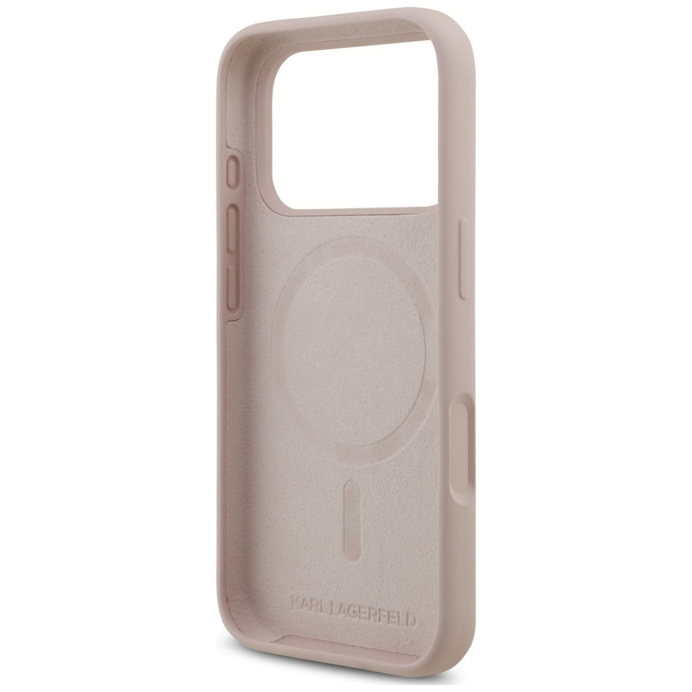 Custodia MagSafe per Apple iPhone 18 Pro Max / 17 Pro Max, Karl Lagerfeld, Silicone Ring Karl & Choupette, rosa
