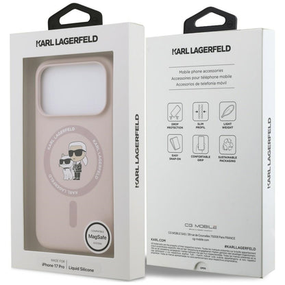 Custodia MagSafe per Apple iPhone 18 Pro Max / 17 Pro Max, Karl Lagerfeld, Silicone Ring Karl & Choupette, rosa