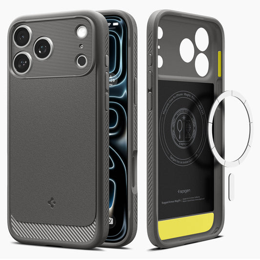 Custodia MagSafe per Apple iPhone 18 Pro Max / 17 Pro Max, Spigen, Rugged Armor, Grigio ACS12110
