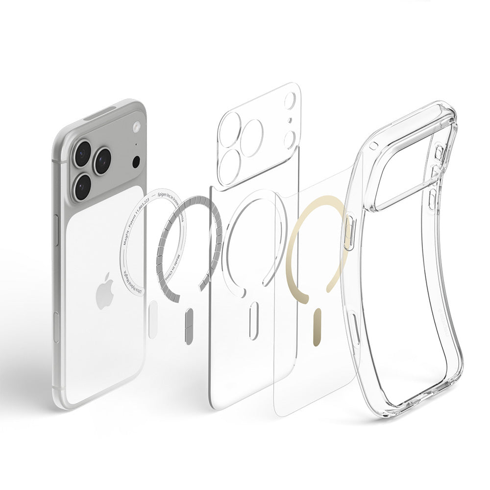 Custodia MagSafe per Apple iPhone 18 Pro Max / 17 Pro Max, Spigen, Ultra Hybrid, Oro Trasparente ACS12120