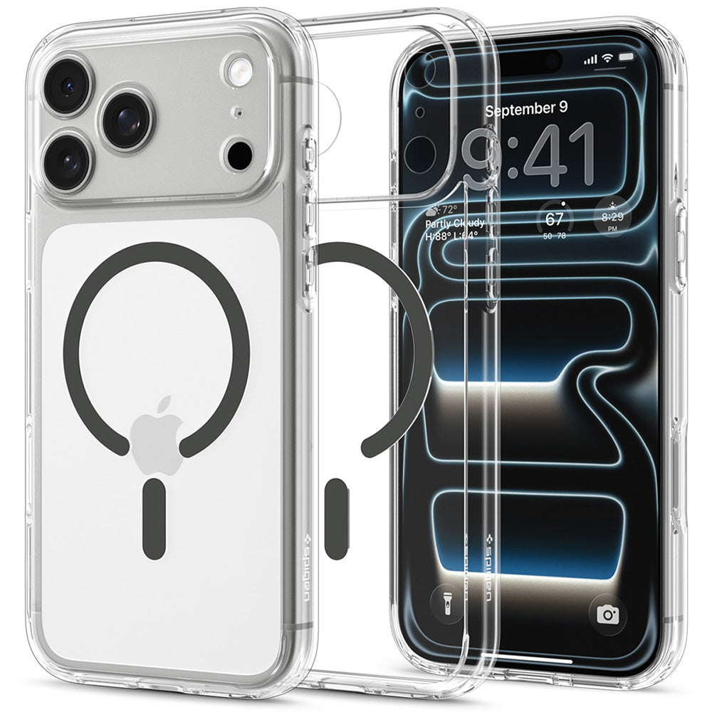 Custodia MagSafe per Apple iPhone 18 Pro Max / 17 Pro Max, Spigen, Ultra Hybrid, Grigio Trasparente ACS12119