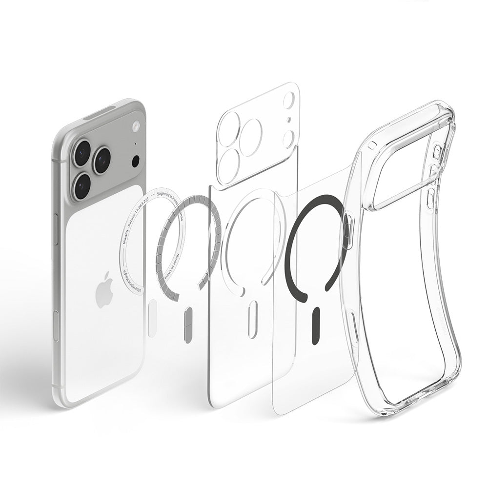 Custodia MagSafe per Apple iPhone 18 Pro Max / 17 Pro Max, Spigen, Ultra Hybrid, Grigio Trasparente ACS12119