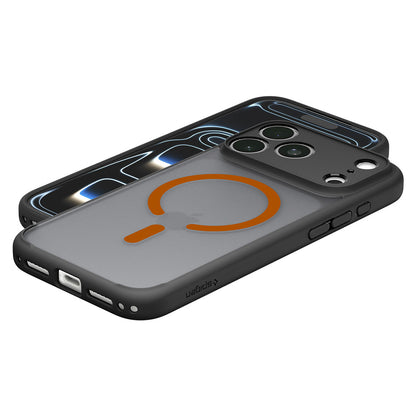 Custodia MagSafe per Apple iPhone 18 Pro Max / 17 Pro Max, Spigen, Ultra Hybrid, Nera Arancione Satinata ACS12125