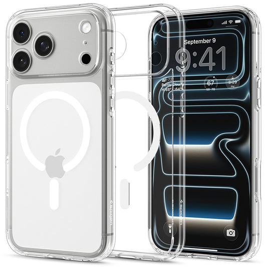Custodia MagSafe per Apple iPhone 18 Pro Max / 17 Pro Max, Spigen, Ultra Hybrid, Trasparente Bianca ACS12118