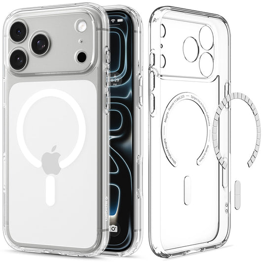 Custodia MagSafe per Apple iPhone 18 Pro Max / 17 Pro Max, Spigen, Ultra Hybrid, Trasparente Bianca ACS12118