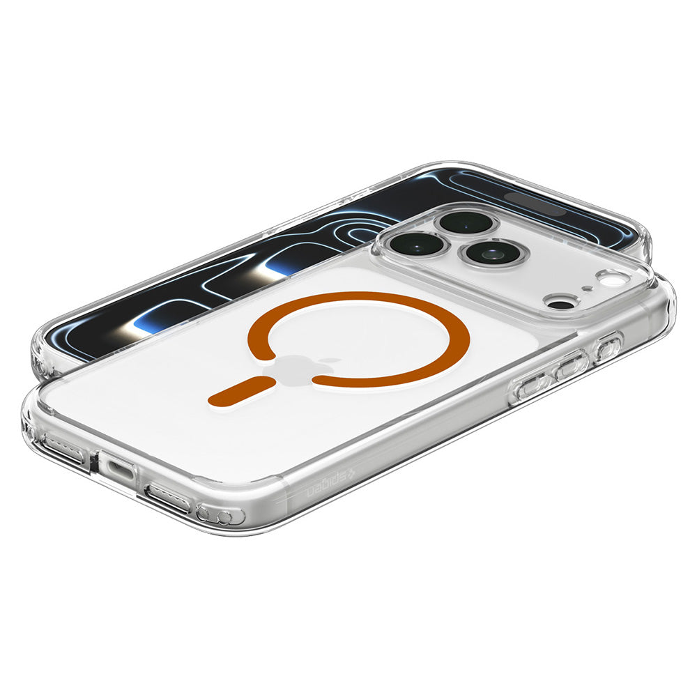 Custodia MagSafe per Apple iPhone 18 Pro Max / 17 Pro Max, Spigen, Ultra Hybrid, Trasparente Arancione ACS12122