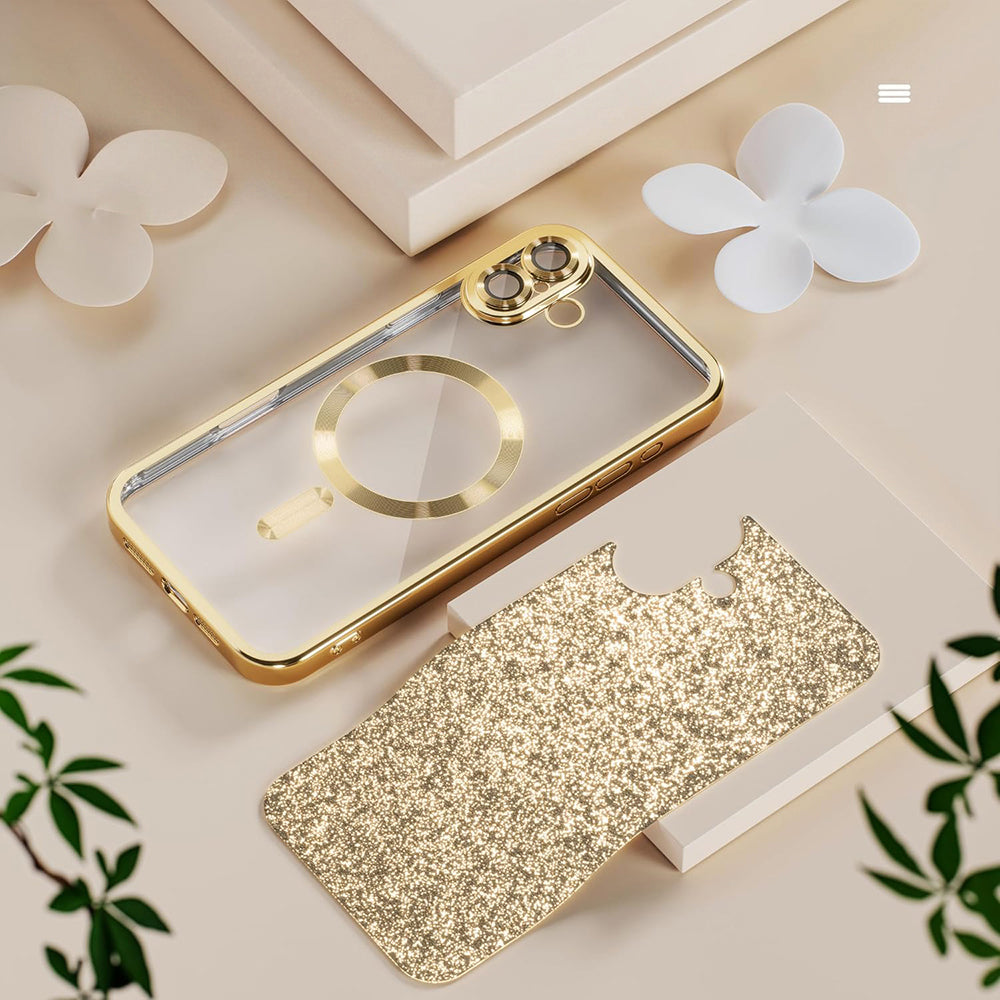 MagSafe Case for Apple iPhone 18 Pro Max / 17 Pro Max, Techsuit, Luxury Glitter, Blue