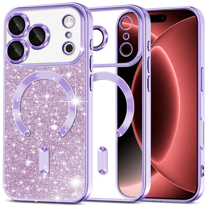 Custodia MagSafe per Apple iPhone 18 Pro Max / 17 Pro Max, Techsuit, Luxury Glitter, Viola Chiaro