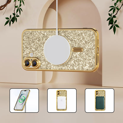 Custodia MagSafe per Apple iPhone 18 Pro Max / 17 Pro Max, Techsuit, Luxury Glitter, Rossa