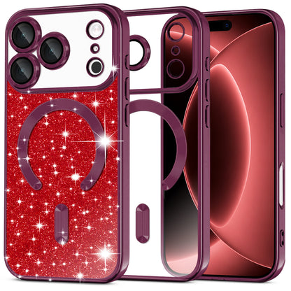 Custodia MagSafe per Apple iPhone 18 Pro Max / 17 Pro Max, Techsuit, Luxury Glitter, Vinaccia Scuro