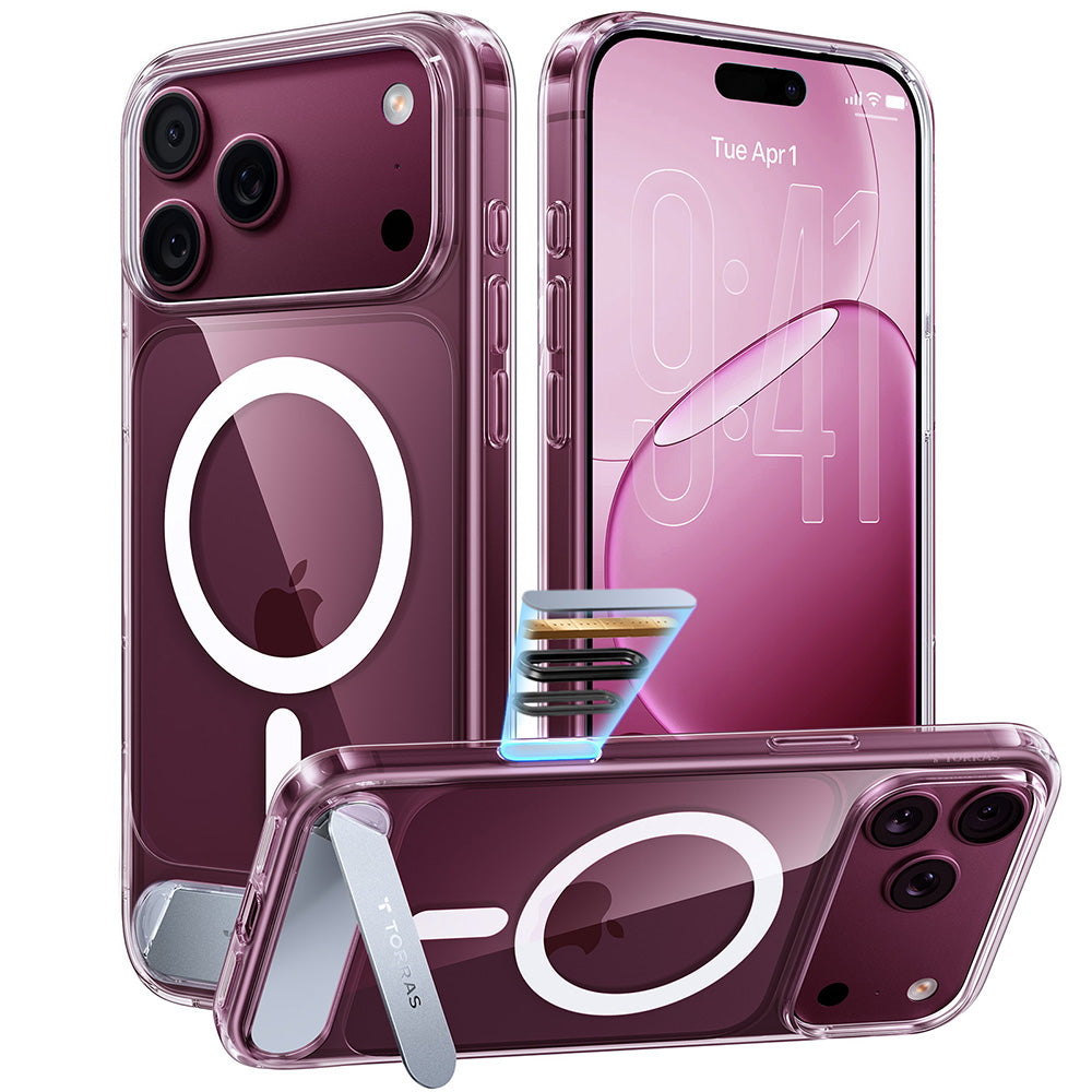 Custodia MagSafe per Apple iPhone 18 Pro Max / 17 Pro Max, Torras, Ostand L1 Guardian, Trasparente