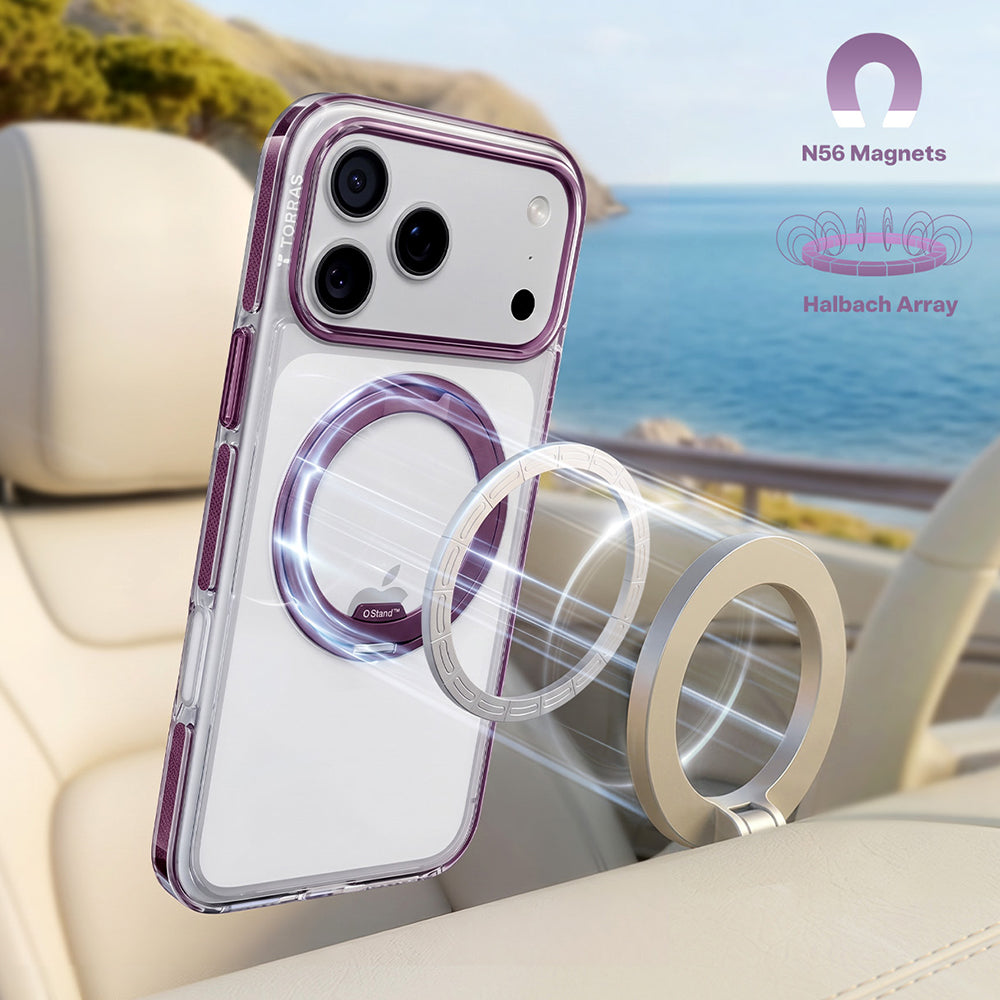 Custodia MagSafe per Apple iPhone 18 Pro Max / 17 Pro Max, Torras, Ostand O3 Light, Viola
