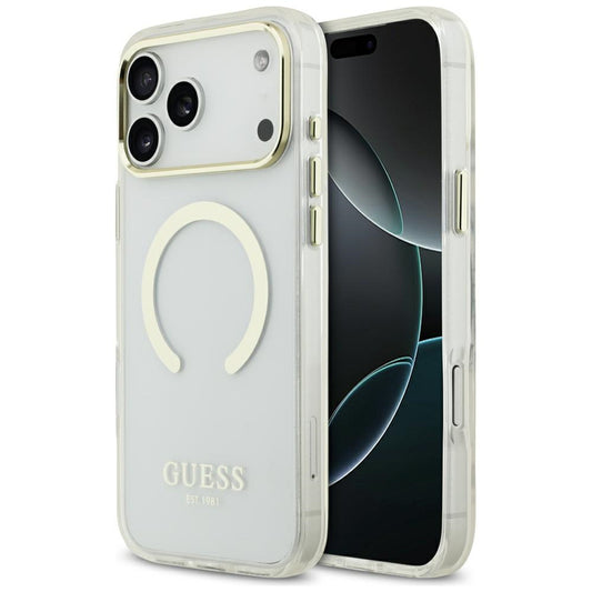 Custodia MagSafe per Apple iPhone 18 Pro Max, Guess, Contorno Metallico, Dorata