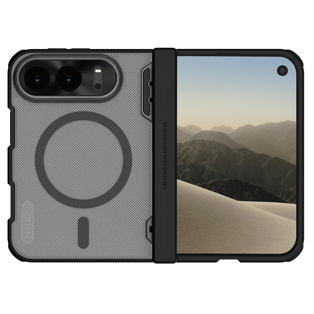 Custodia MagSafe per Apple iPhone Duo, Nillkin, Super Frosted Shield, nera trasparente satinata