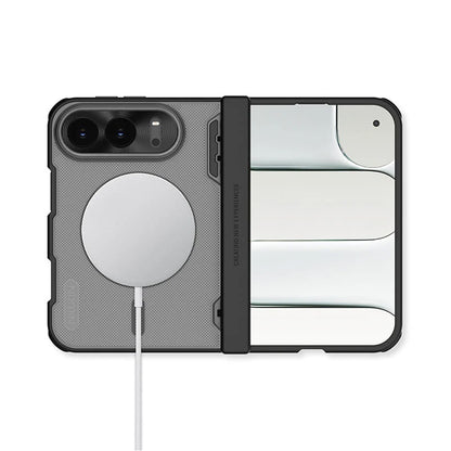 Custodia MagSafe per Apple iPhone Duo, Nillkin, Super Frosted Shield, nera trasparente satinata