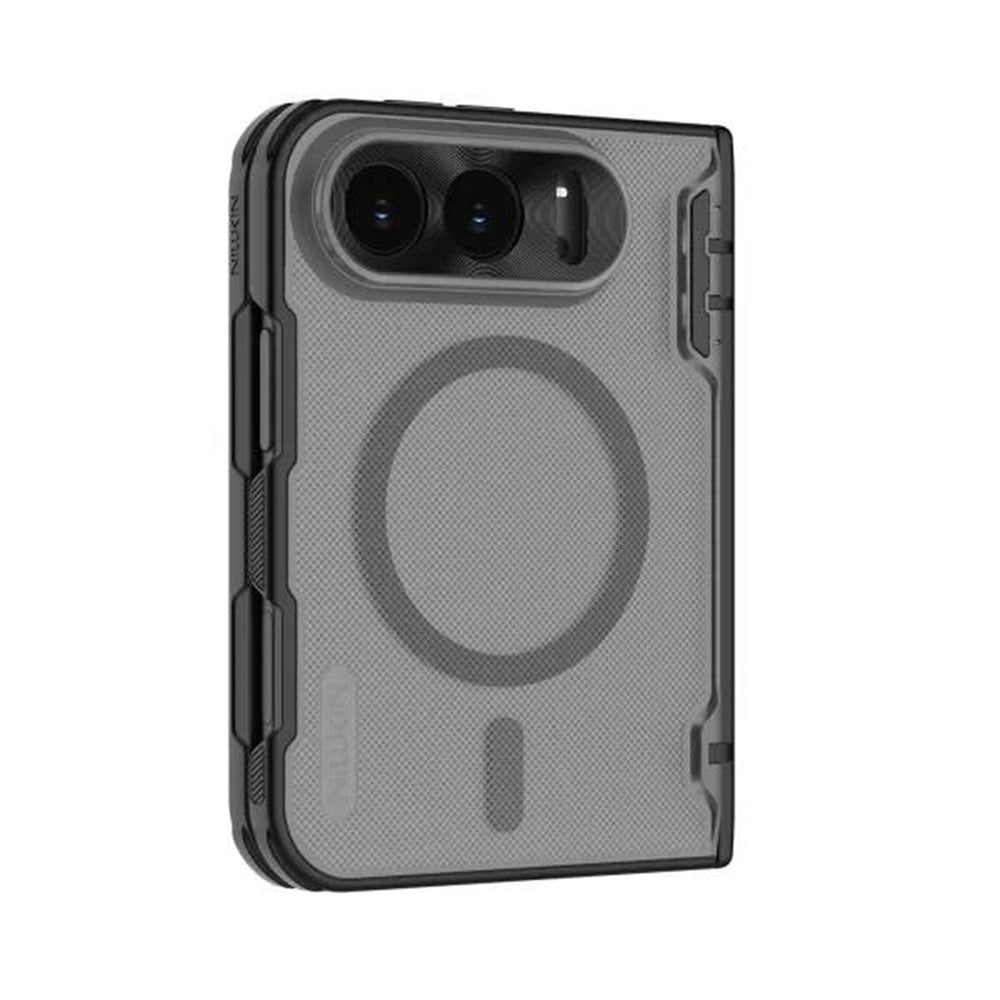 Custodia MagSafe per Apple iPhone Duo, Nillkin, Super Frosted Shield, nera trasparente satinata