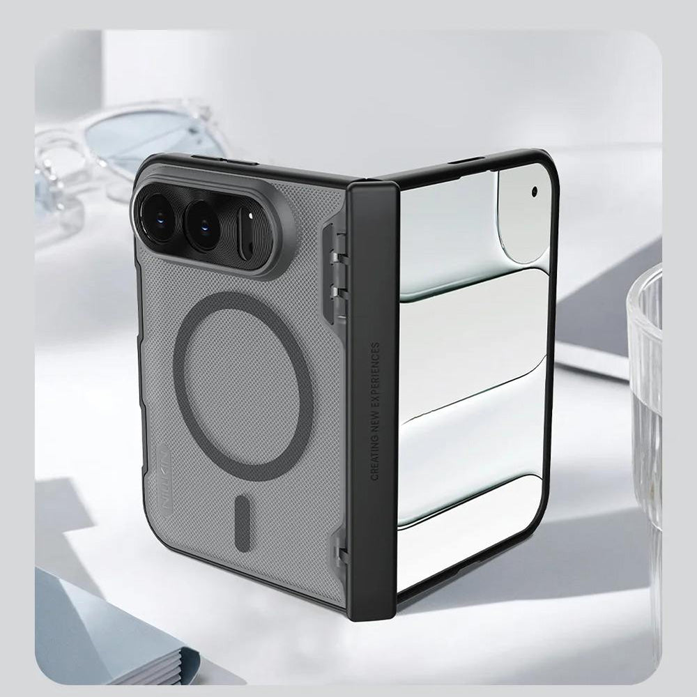 Custodia MagSafe per Apple iPhone Duo, Nillkin, Super Frosted Shield, nera trasparente satinata